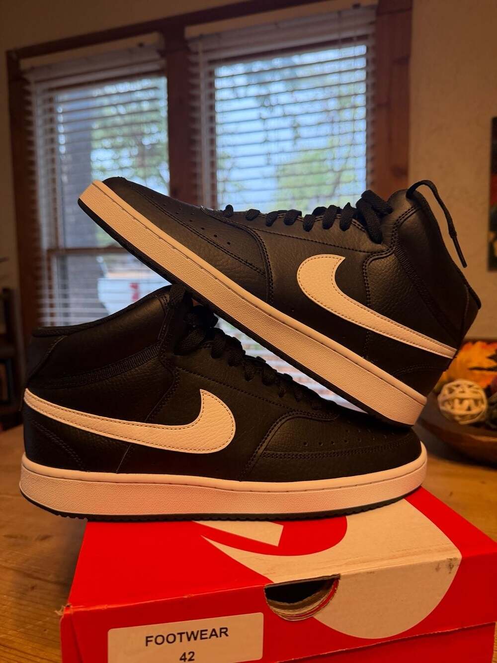 Nike Court Vision Mid Next Nature Black White Sneakers Size 42